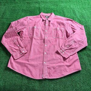 Timberland Earthkeepers Button Up Long Sleeve Pockets Cotton Red Shirt Size XL